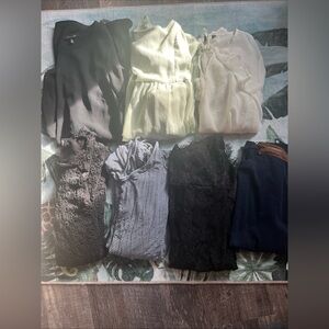 Lot Of Women’s Clothes Size Large, Lot Of Seven Dresses + Blouses Mall Brands